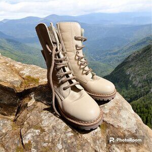 Bertuchi tan leather lug heel combat boots 37/6.5